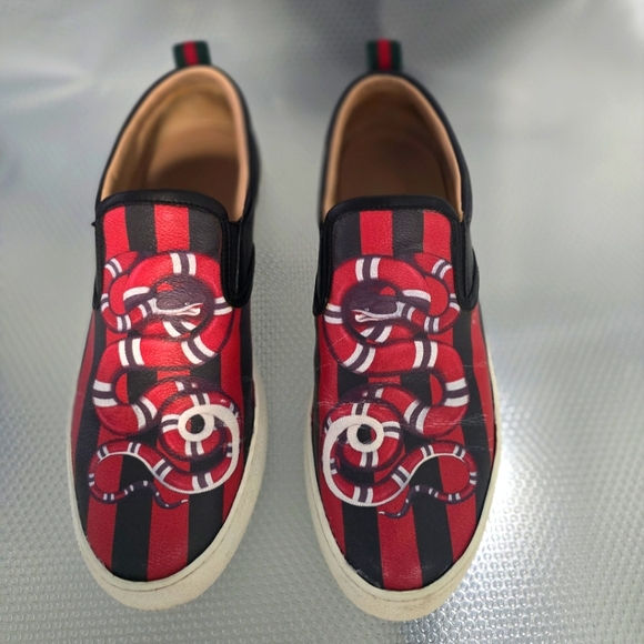 Gucci Red and Black Athletic Slip-On Shoes